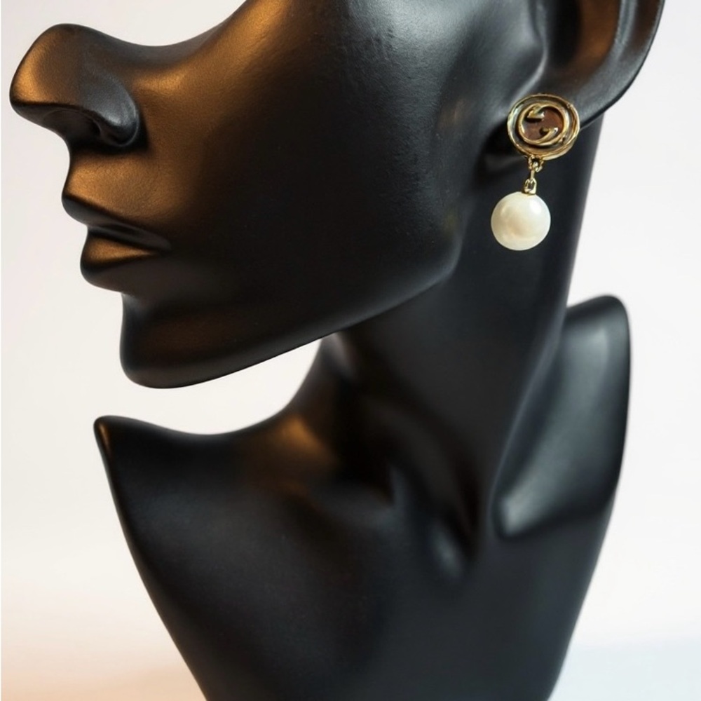 Elegant Gold and Pearl Drop Earrings stainless steel luxury jewelry NEW
